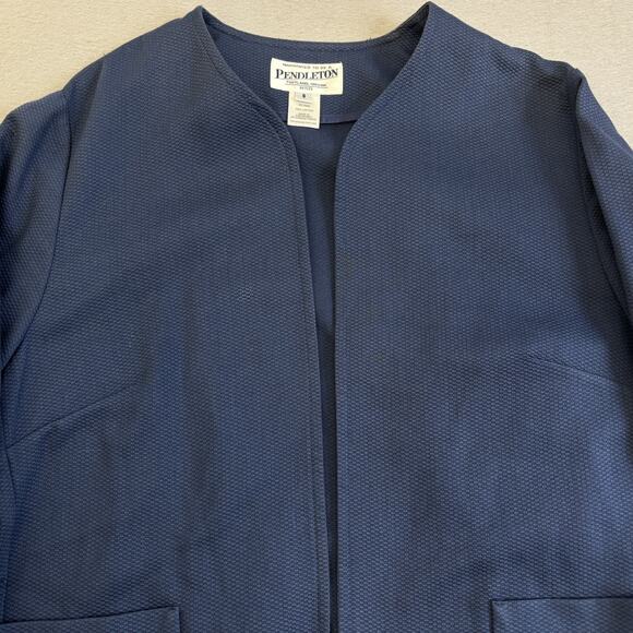 Pendleton Blazer Womens 8 Blue Suit Jacket Corpcore Waffle Knit Formal Cotton - Picture 2 of 8